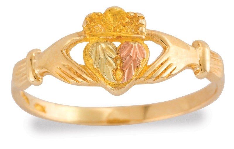 Black Hills Gold Silver Claddagh Crown Ring