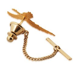 Golden tie pin with chain