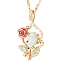 Black Hills Gold or Sterling Silver Rose Opal Necklace (GLPE603 / 2MRLPE603)