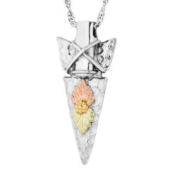 Silver arrowhead pendant black string necklace