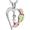 Black Hills Gold Silver Heart Cross Necklace (MR2697)