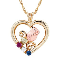 Black Hills Gold Heart Birthstone Necklace - 1 to 6 Stones (GL3593*)