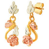 Black Hills Gold Post Dangle Rose Earrings (2GLA169PD)