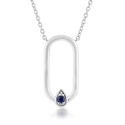 Silver Elegance Blue Sapphire Necklace and Earrings (PESP2043CBS / PESE2043CBS) CLOSEOUT