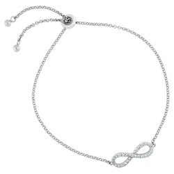 Silver Elegance-CZ Silver Infinity Bolo Bracelet (SESB1120)