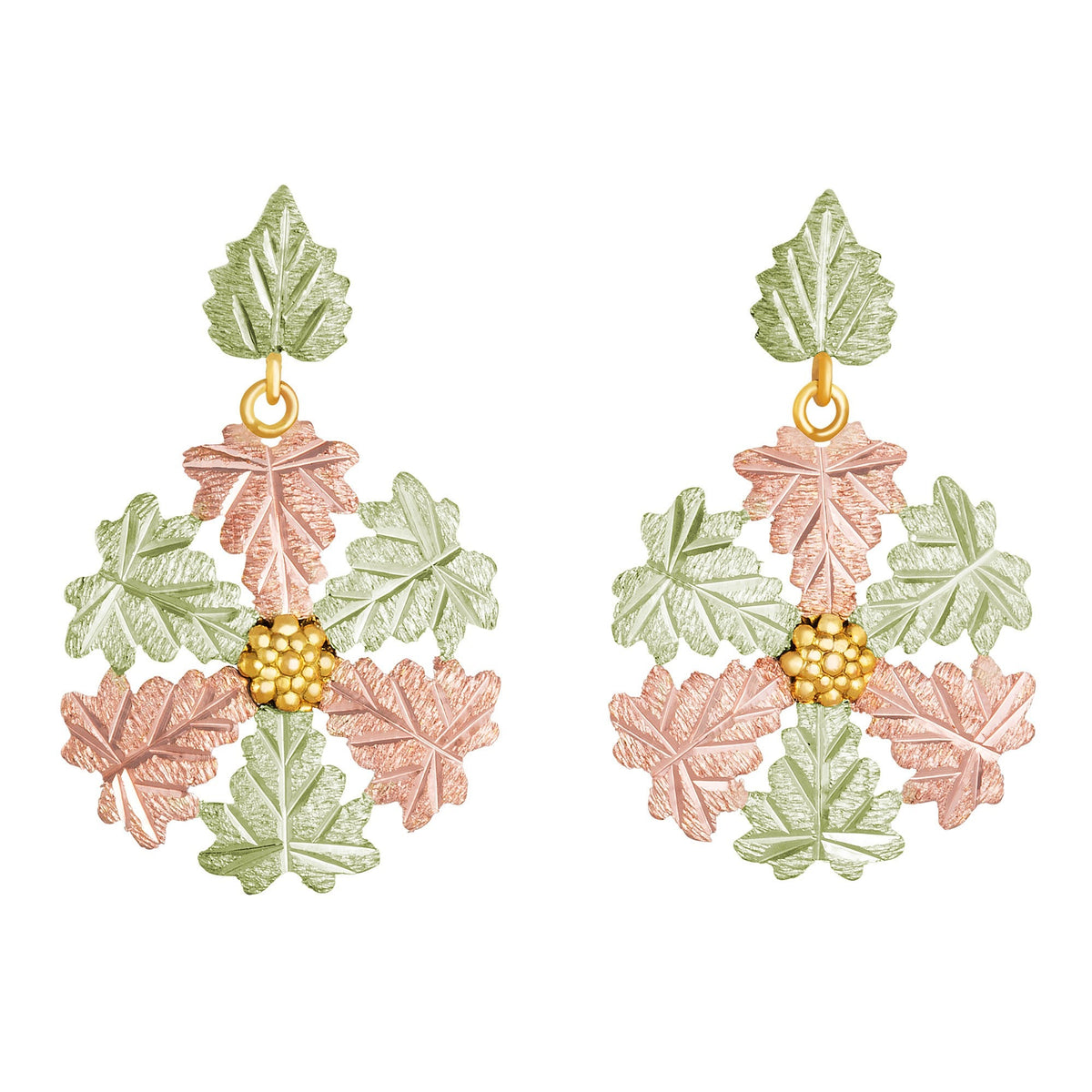 Black Hills Gold Circular Gold Leaf Earrings