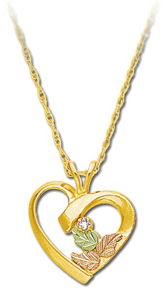 Black Hills Gold Heart Necklace with Diamond