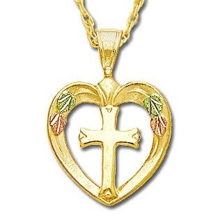 Black Hills Gold Heart with Cross Necklace