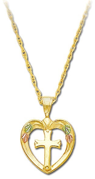 Black Hills Gold Heart with Cross Necklace