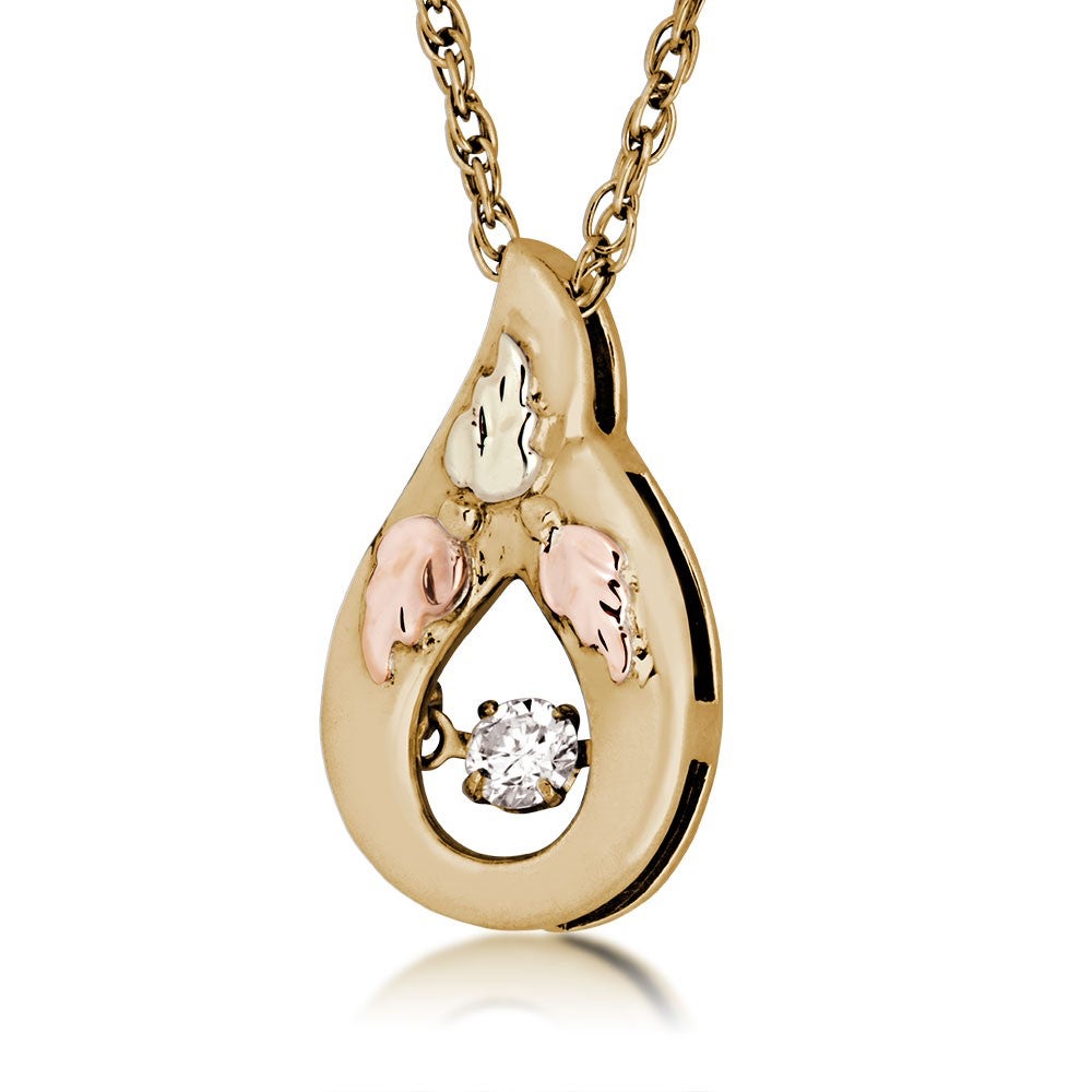 Black Hills Gold Glimmer Diamond Tear Drop Necklace