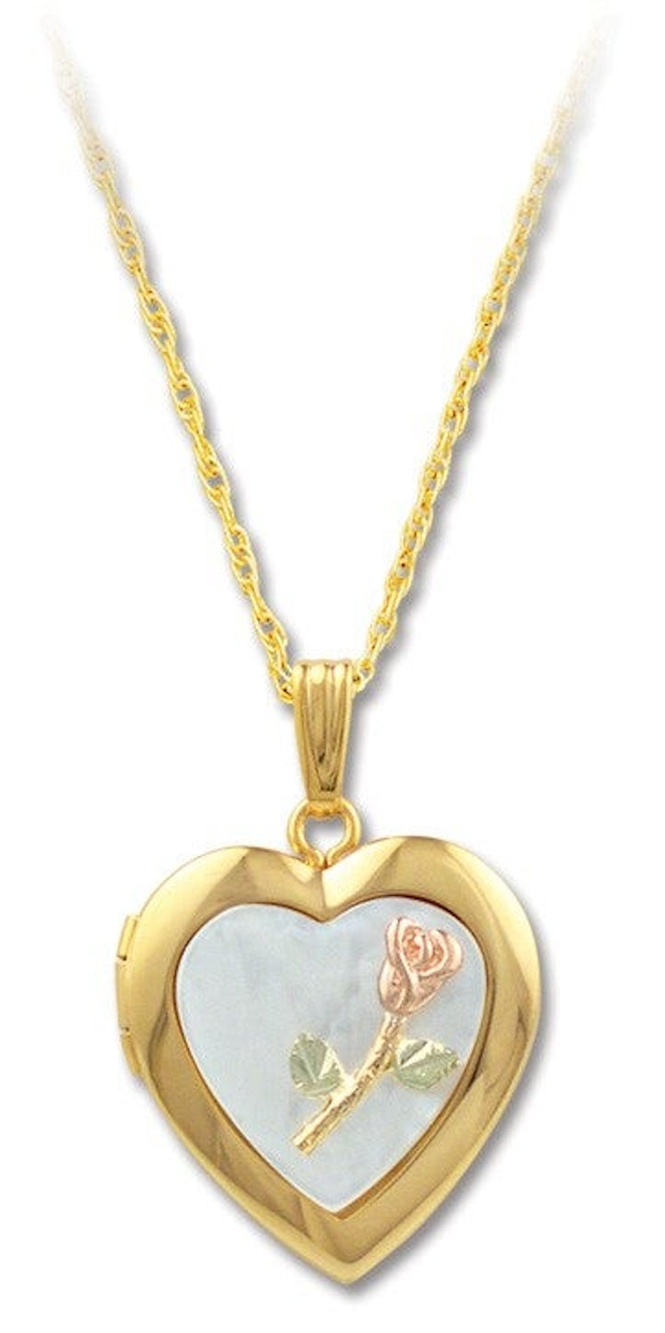 Black Hills Gold Heart and Mother of Pearl Locket