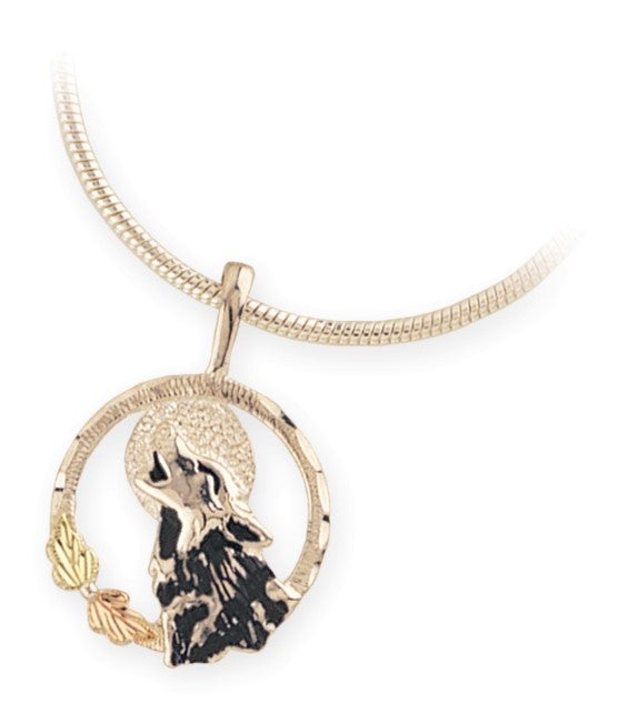 Black Hills Gold Silver Wolf Necklace