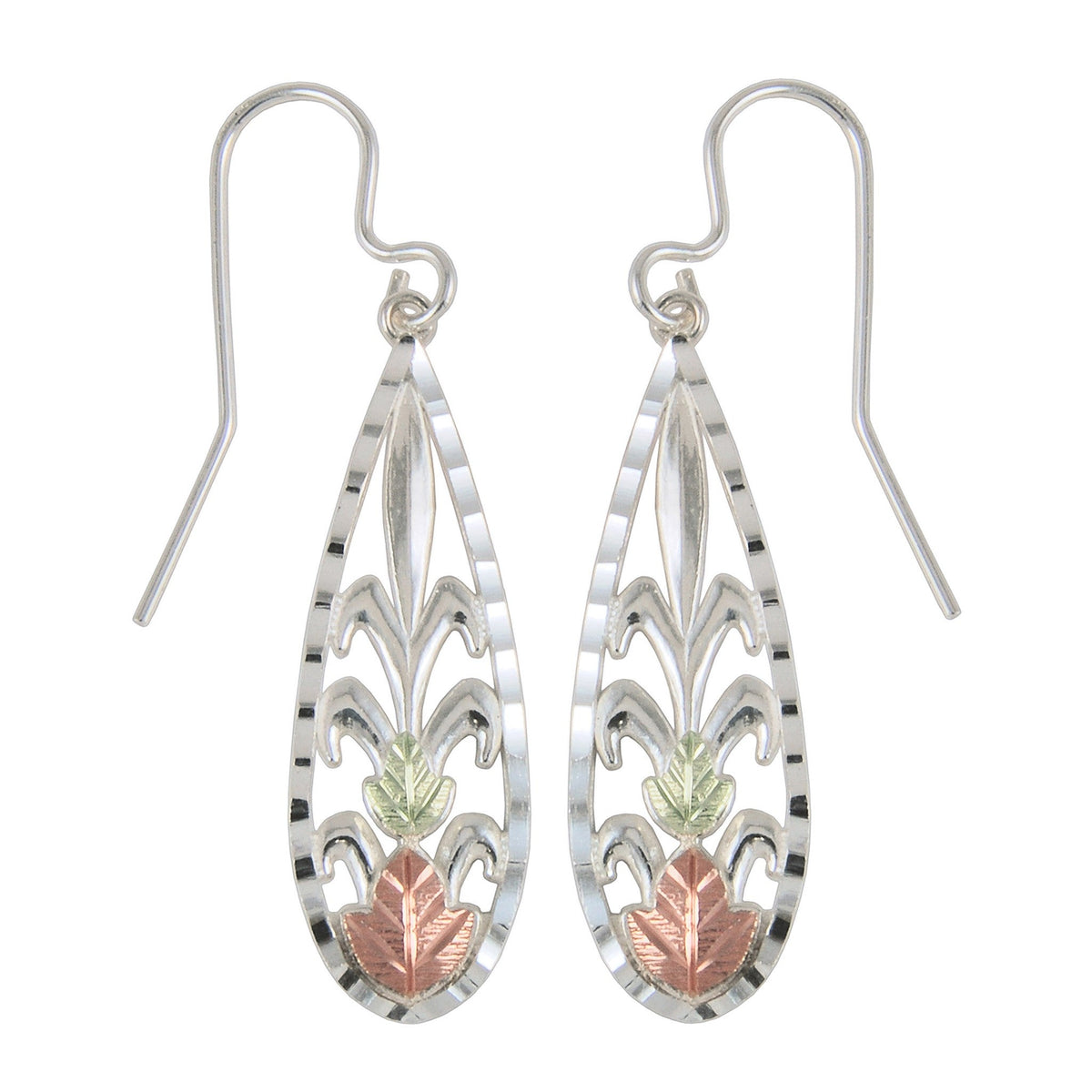 Black Hills Gold Silver Teardrop Earrings
