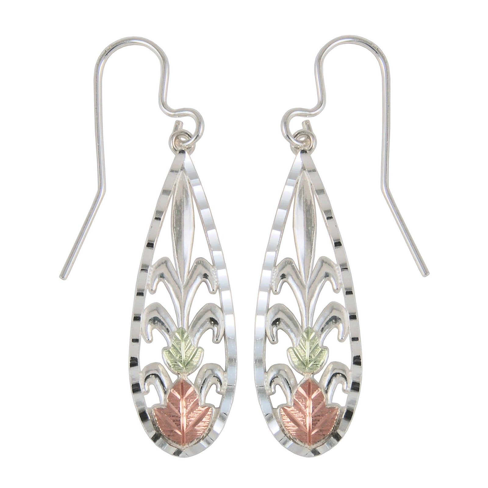 Black Hills Gold Silver Teardrop Earrings