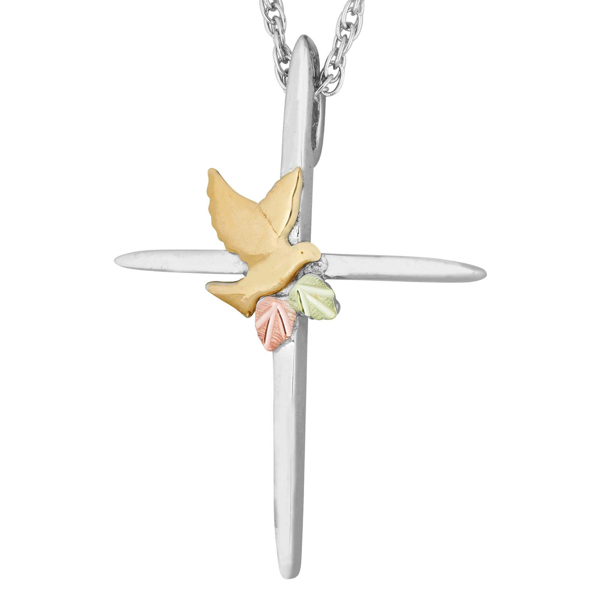 Black Hills Gold Cross and Dove Necklace