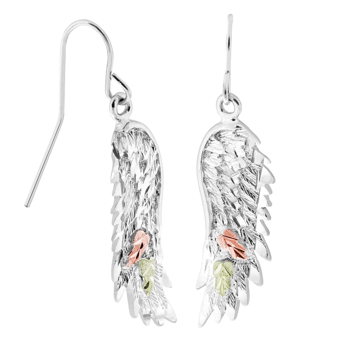 Black Hills Gold and Silver Wings Dangle Earrings
