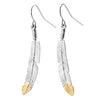 Black Hills Gold and Silver Feather Dangle Earrings