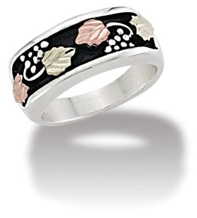 Black Hills Gold Silver Ladies Antiqued Ring