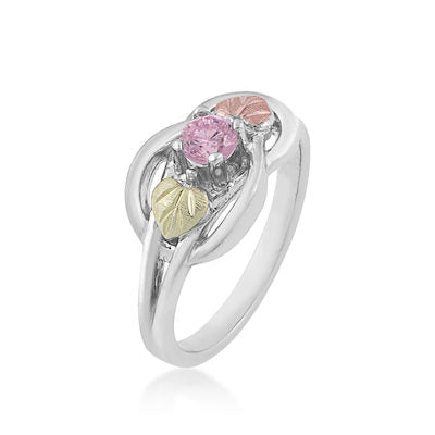 Black Hills Gold Sterling Silver Pink CZ Love Knot Ring