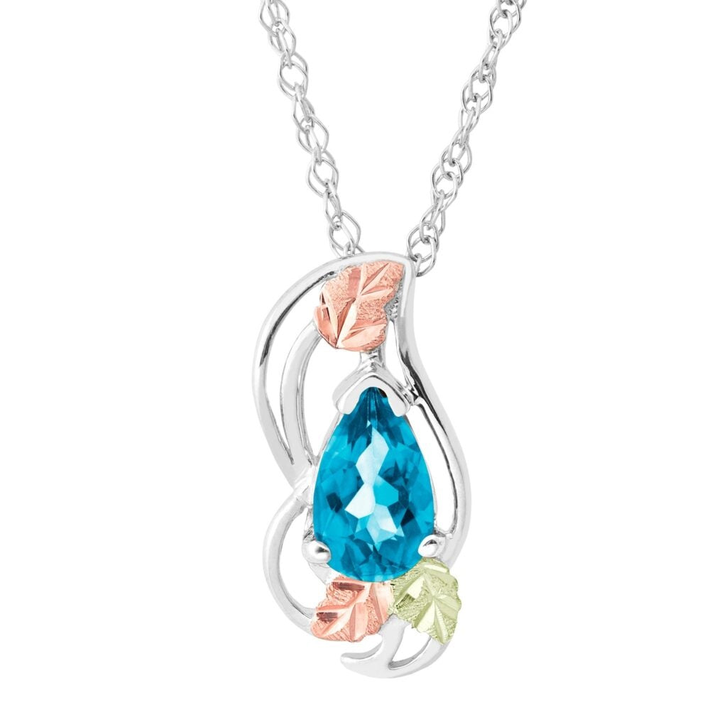 Black Hills Gold Silver Mystic Fire or Swiss Blue Topaz Necklace