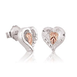 Black Hills Gold Silver Heart  Earrings (MR3718)