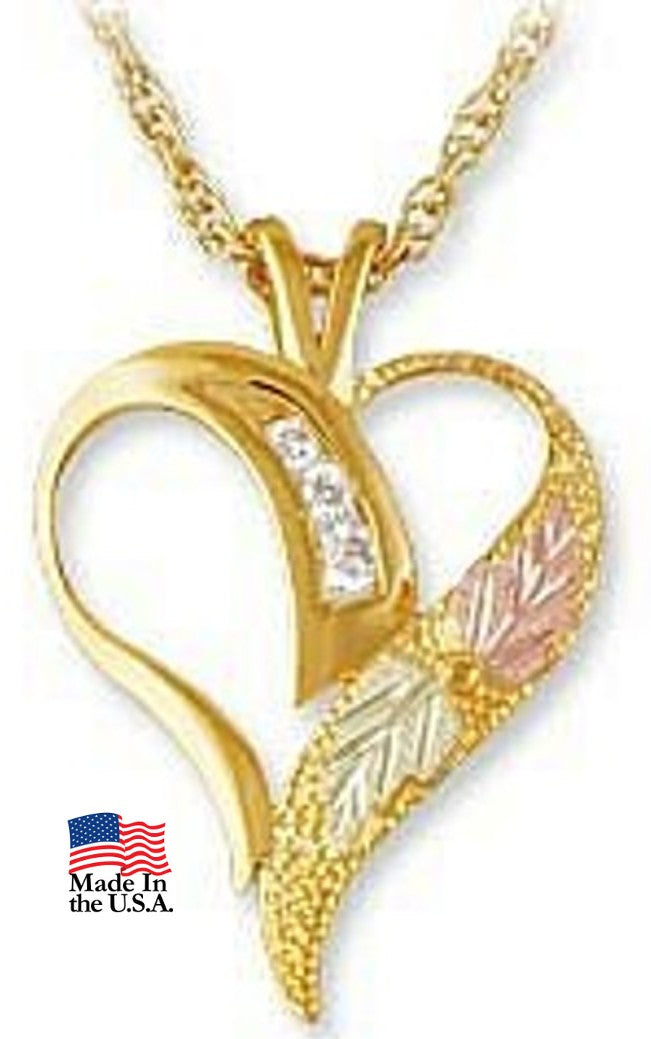 Black Hills Gold Heart Diamond Necklace