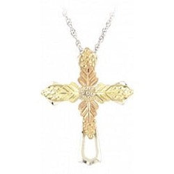 Black Hills Gold Silver Cross Necklace
