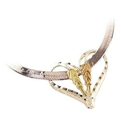 Black Hills Gold Silver Heart Necklace W/ 20&quot; Chain