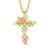 Black Hills Gold Rose, Diamond, or Ruby Cross Necklace