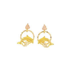 Black Hills Gold Dolphin Hoop Earrings