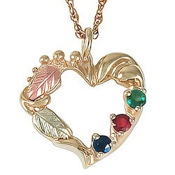 Black Hills Gold or Silver Birthstone Heart Necklace