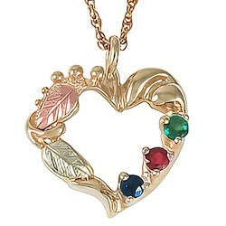 Black Hills Gold or Silver Birthstone Heart Necklace (GC2662 / MRC2662-GS)