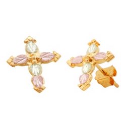 Black shops hills gold cross earrings