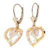 Gold Diamond Cut Dangling Heart Hummingbird Earrings (GL01595)