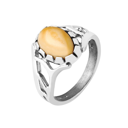 Black Hills Gold Sterling Silver Elk Ivory Men&#39;s Ring