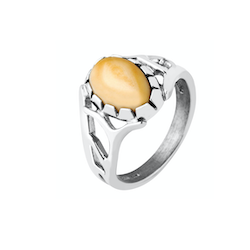 Black Hills Gold Sterling Silver Elk Ivory Ladies Ring