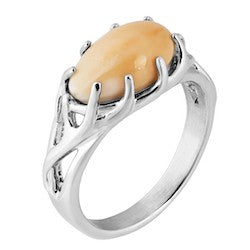 Black Hills Gold Sterling Silver Elk Ivory Ladies Ring (IS1954CC)