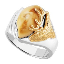 Men&#39;s Elk Ivory Ring - Whitewater