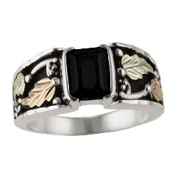 Black Hills Gold Silver Mens Birthstone Ring