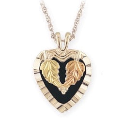 Black Hills Gold Or Sterling Silver Onyx Heart Necklace