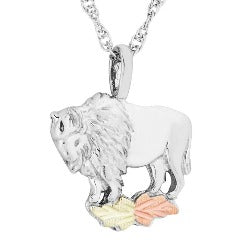 Black Hills Gold Silver Buffalo Necklace