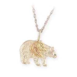 Black Hills Gold Silver Bear Necklace (MR2650)