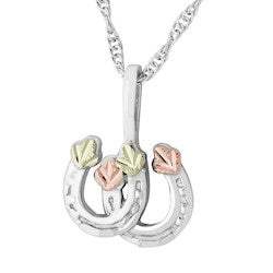 Black Hills Gold Silver Double Horseshoes Necklace