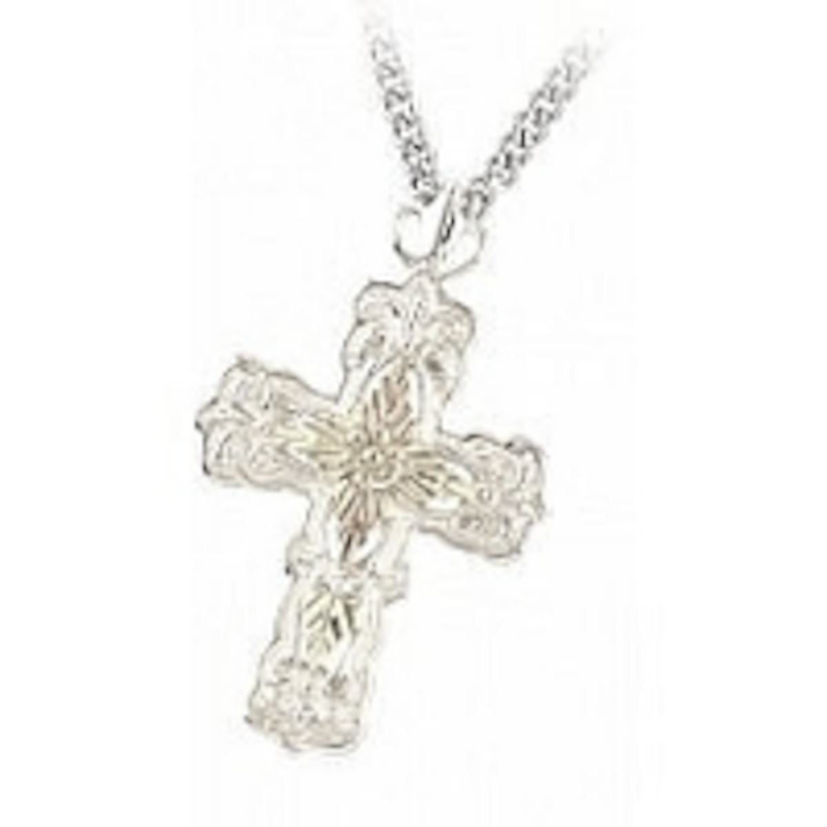 Black Hills Gold Sterling Silver Men&#39;s Cross Necklace