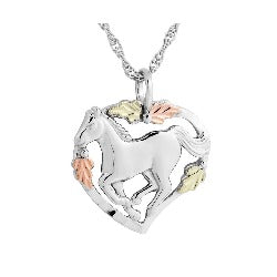 Black Hills Gold Sterling Silver Heart Horse Necklace (2MR2755)