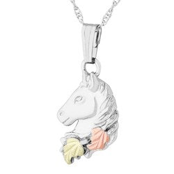 Black Hills Gold Silver Horse Head Necklace