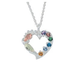 Black Hills Gold or Silver Birthstone Heart Necklace