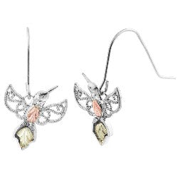 Black Hills Gold or Sterling Silver Hummingbird Shepard Hook Earrings (2GC50547-SH / 2MRC50547-GSH)