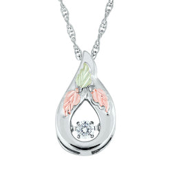 Black Hills Gold Silver Glimmer Diamond Tear Drop Necklace