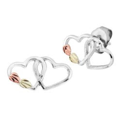 Black Hills Gold Silver Heart Earrings